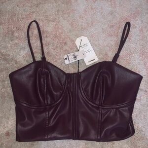 Express body contour faux leather crop top (bustier style) - size small